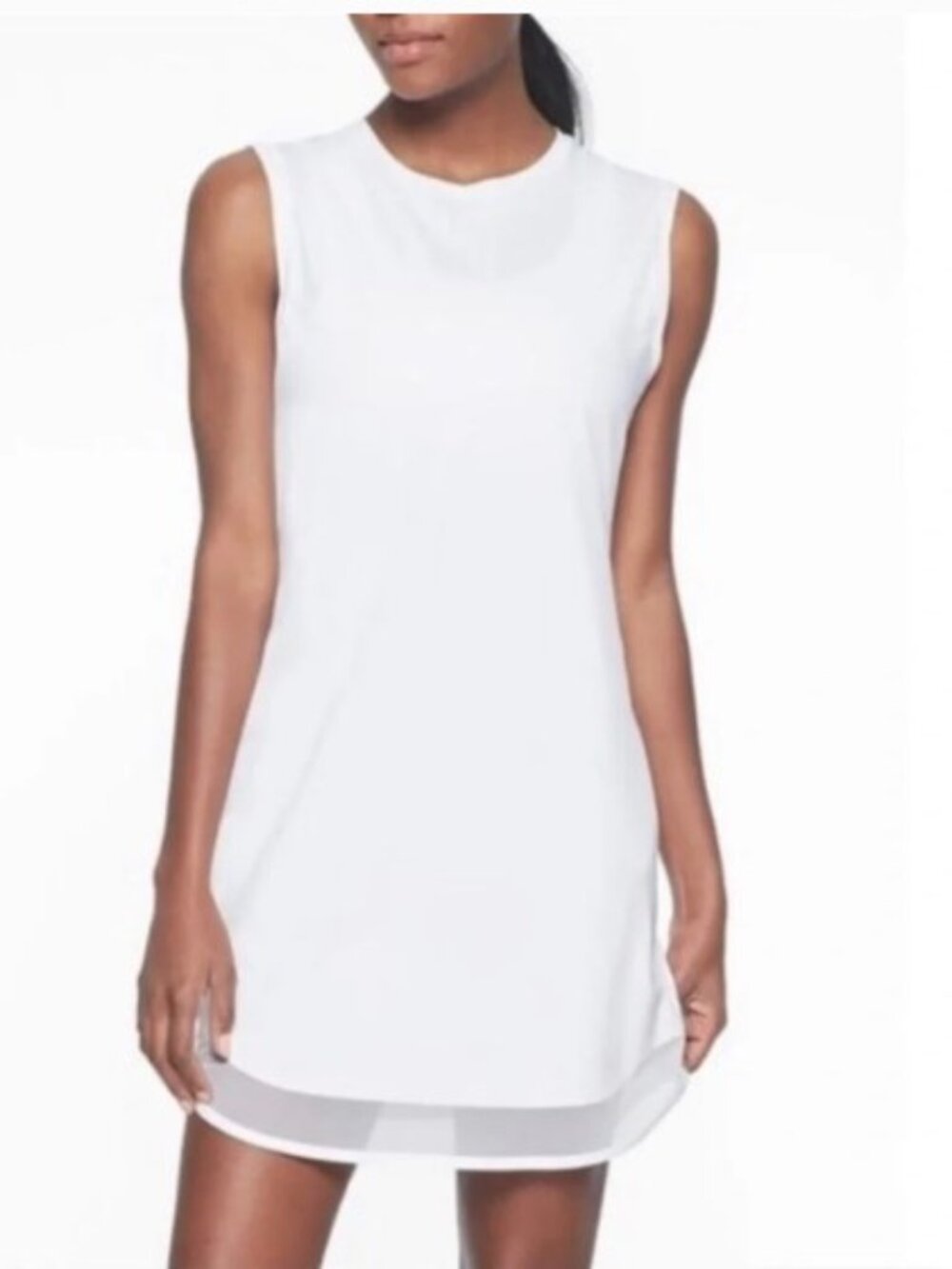 Athleta Sunlover UPF50 Dress Fine Mesh Hem White‎ Sz M